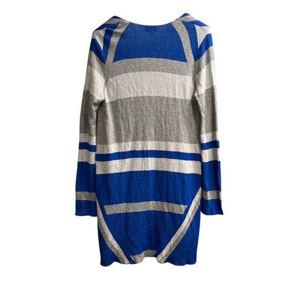 Joseph A Cardigan Womens L Mixed Blue Gray Striped Duster Lightweight‎ Rayon - Picture 2 of 9